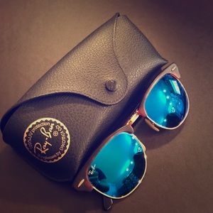 Ray Ban Clubmaster Sand Havana/Gold/Mirror Blue
