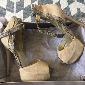 Beige and snake print platforms!