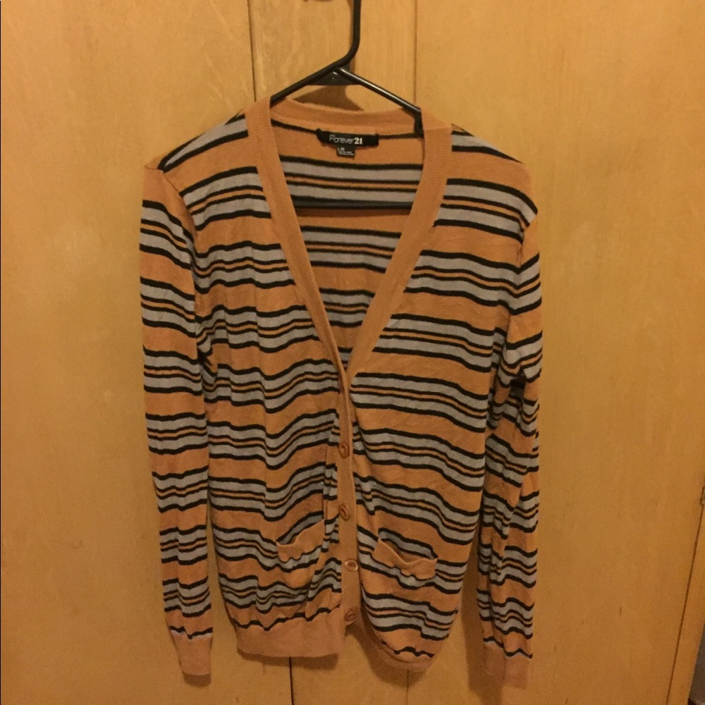Forever 21 button up striped cardigan