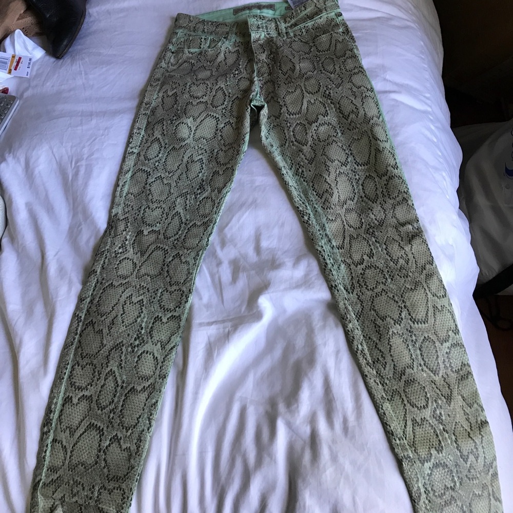 Guess, Never Worn, Green Python Jeans, 27 - image 1