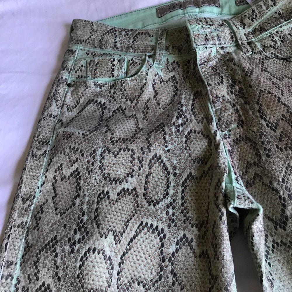 Guess, Never Worn, Green Python Jeans, 27 - image 2
