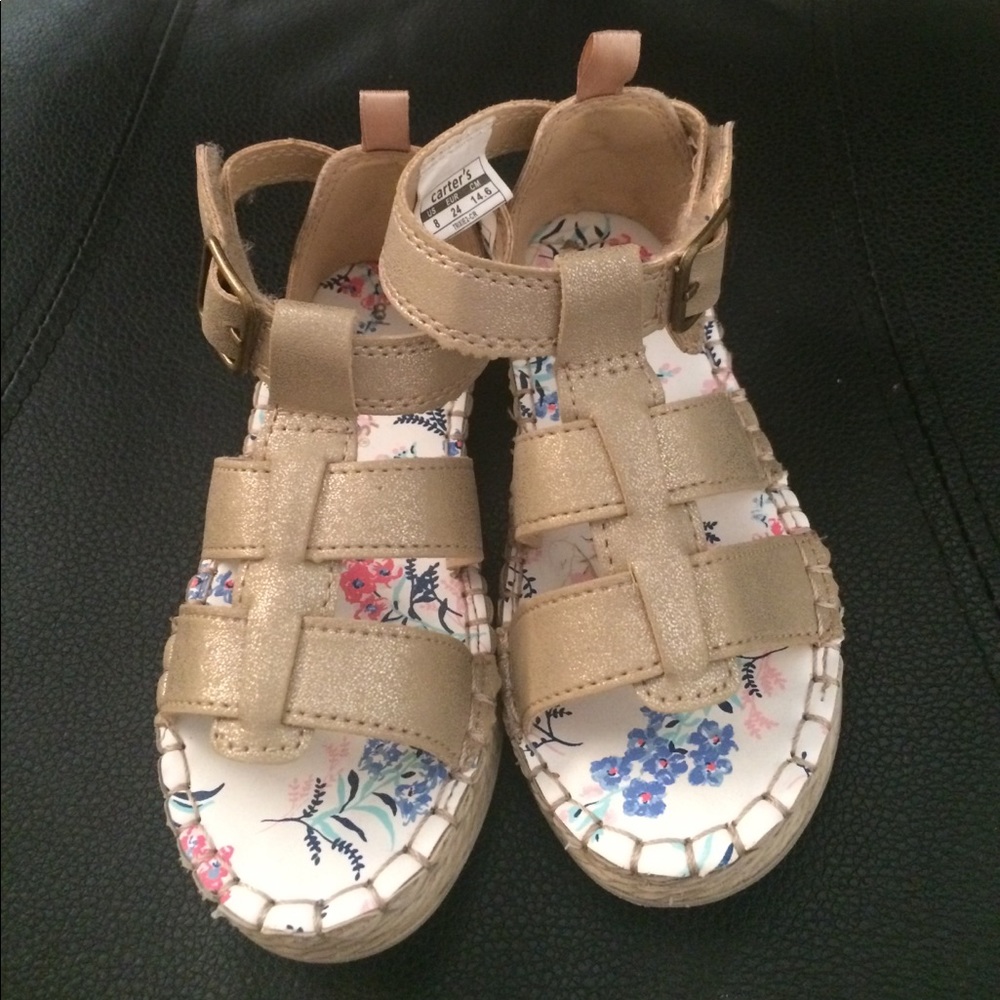 Gold carters gladiator sandals size 8