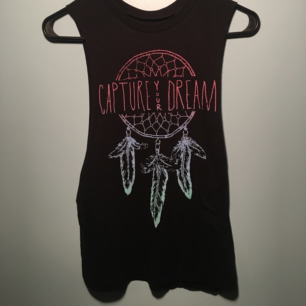 Dream catcher, black graphic muscle shirt