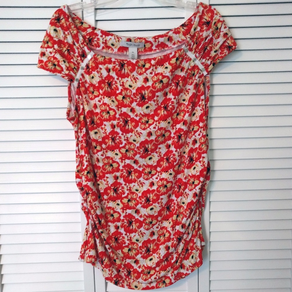 WHBM Orange Floral Tee