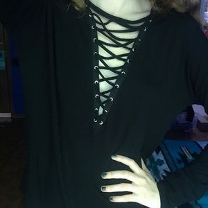 Express Long Sleeve Lace Up Shirt