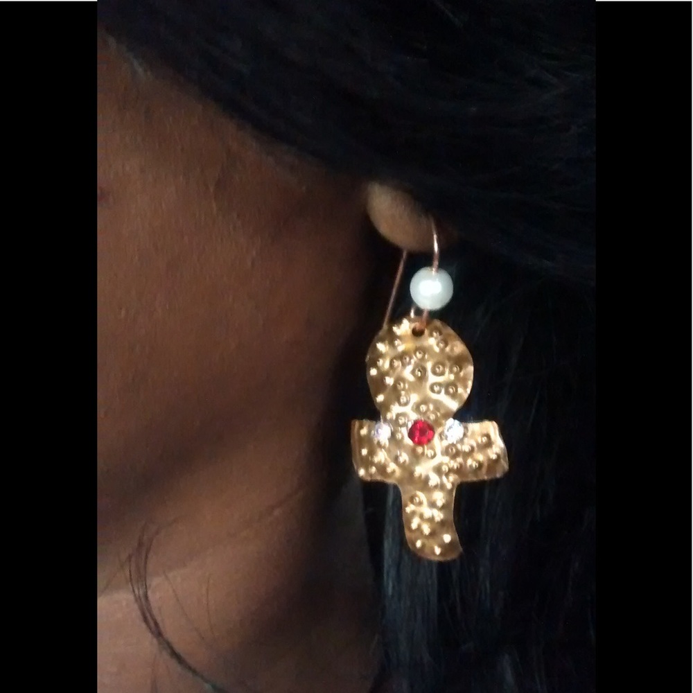 CreDeZign Egyptian Copper Cross Earrings handmade