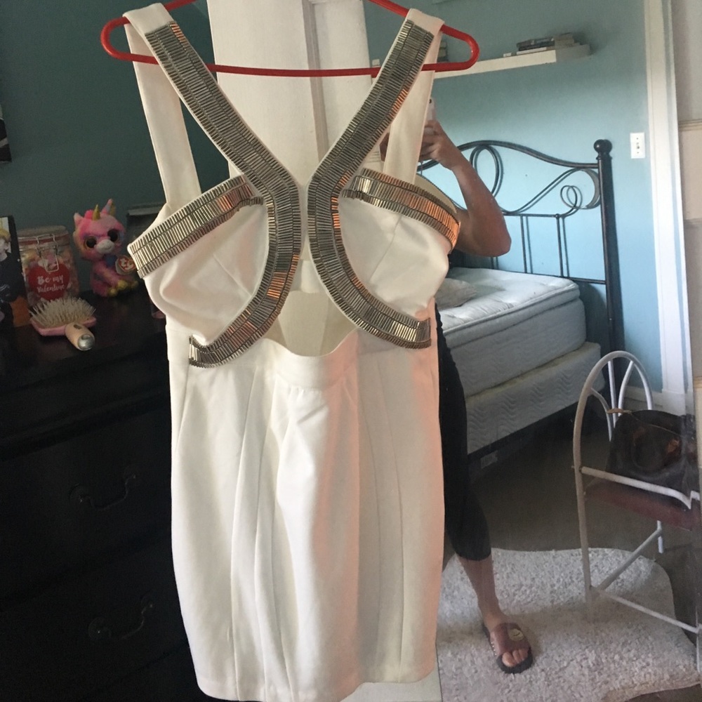 White and silver dress with cutout