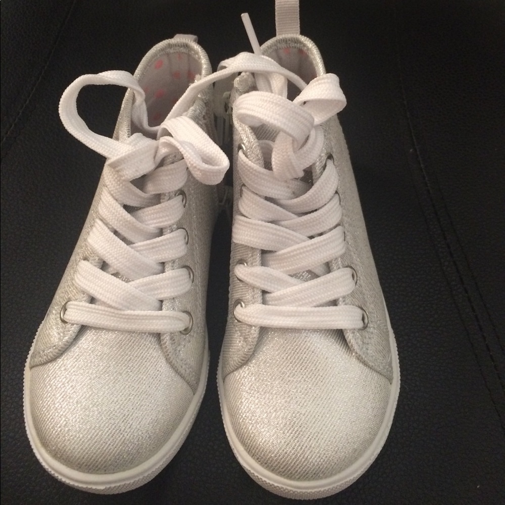 Carters silver lace up  high tops size 8 NWOT