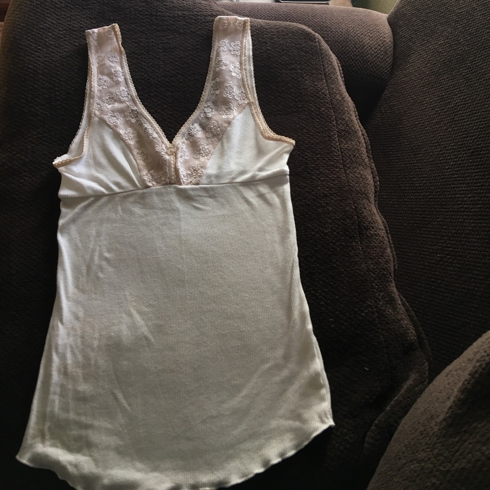 Free People Cream lace front tank top