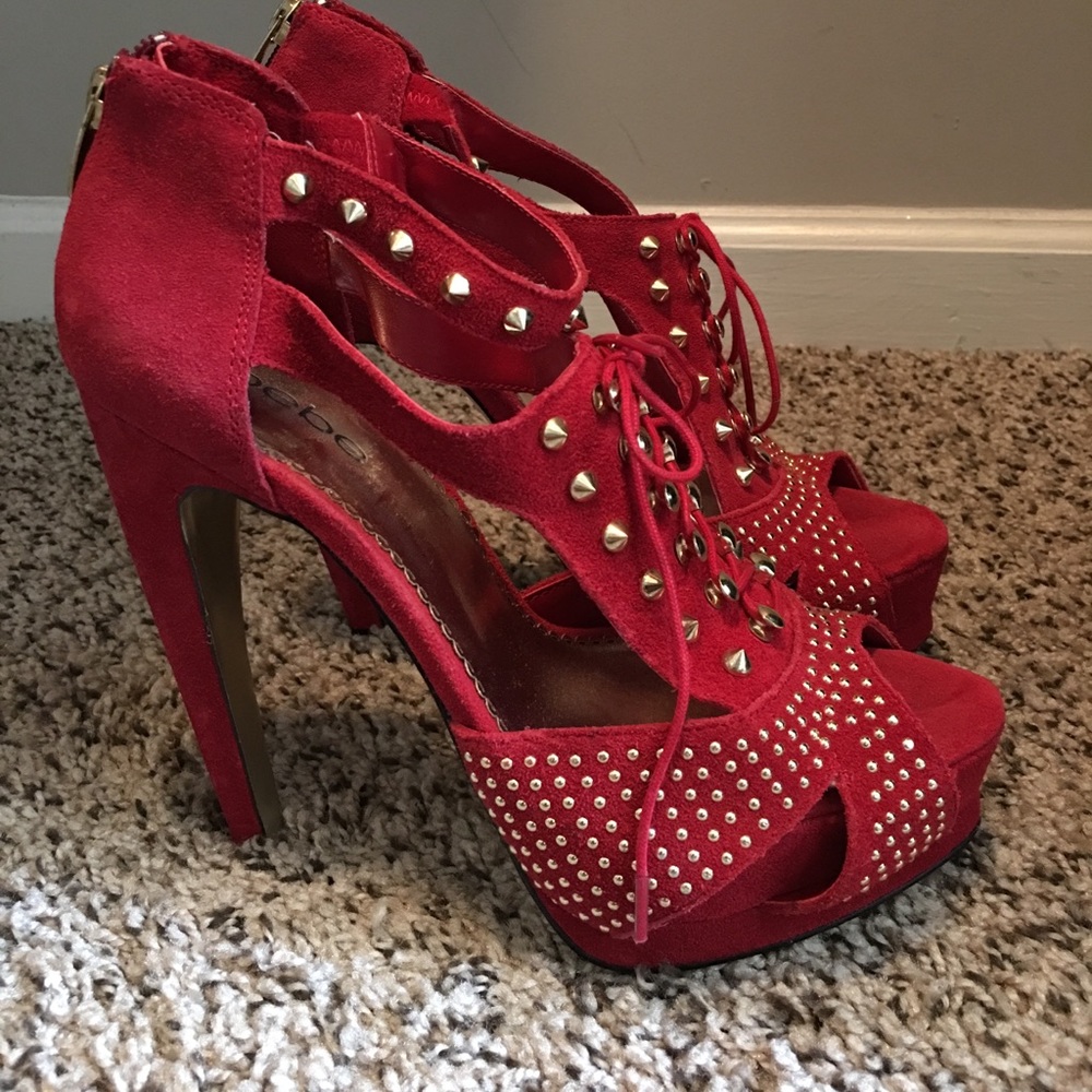 BEBE Red platform heel