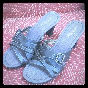 HOT CAKES brown open toe heels