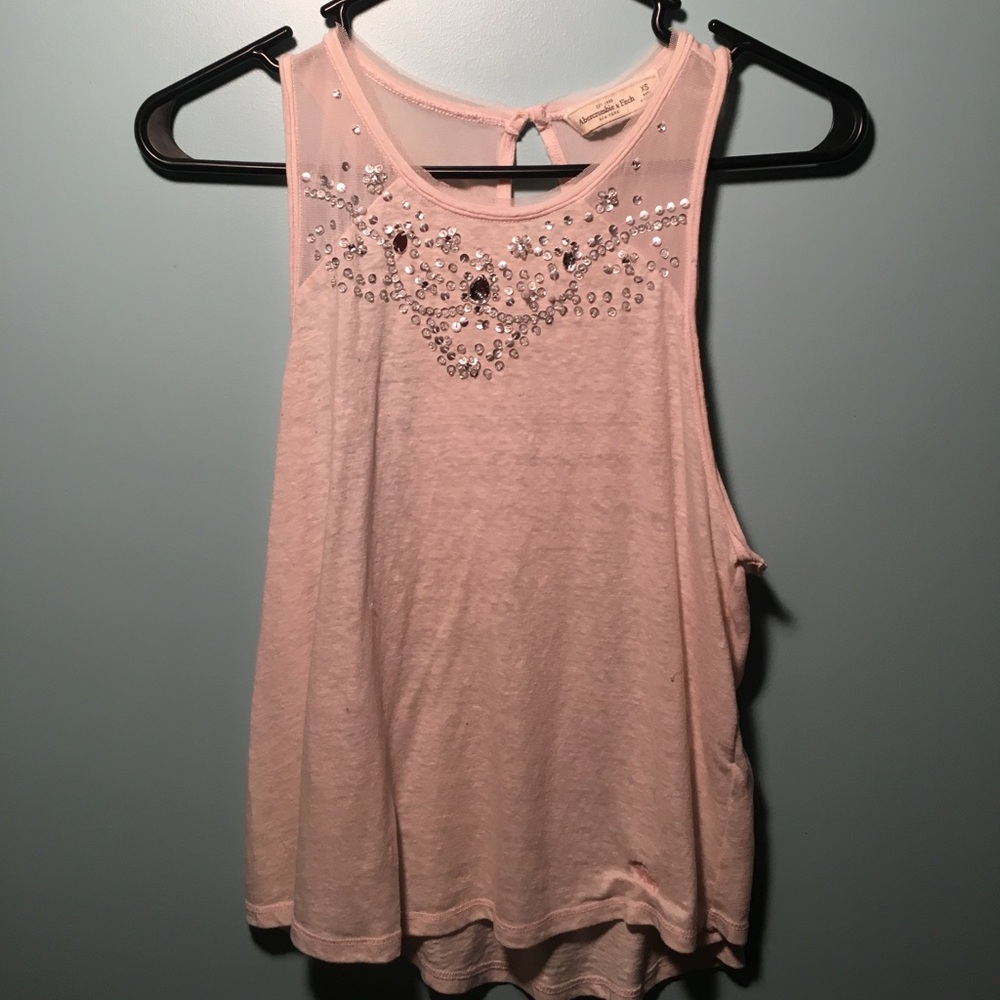 Light pink,  jeweled tank top