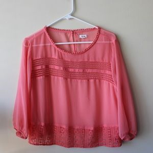 NWOT Garage Clothing Pink Sheer Blouse