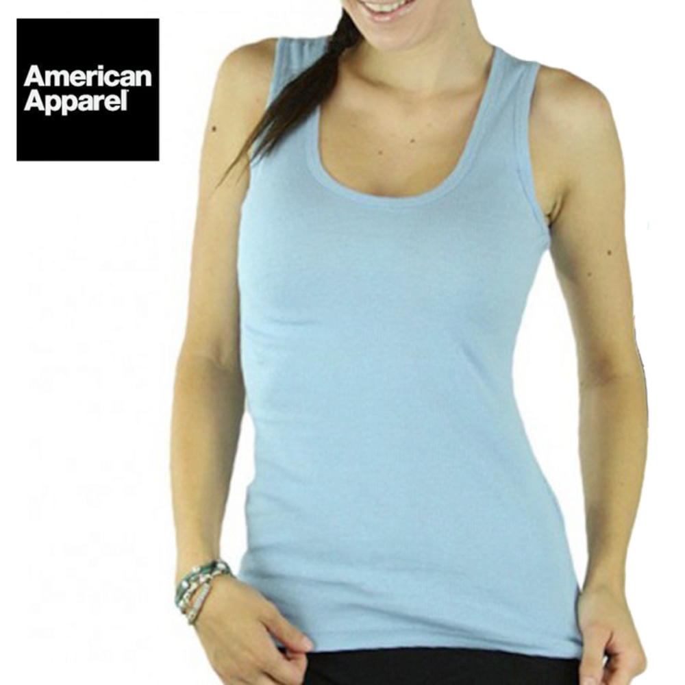 AMERICAN APPAREL Blue RACERBACK Rib Knit Tank Top