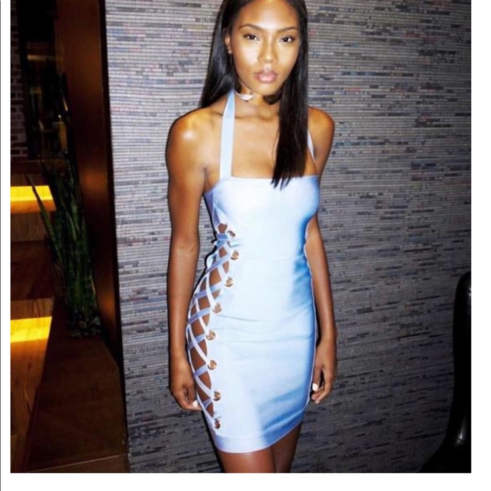 Miss Circle Blue Bandage Dress