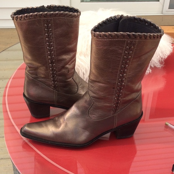 Stewart Weissman's bronze leather boots size 8 - Picture 1 of 8