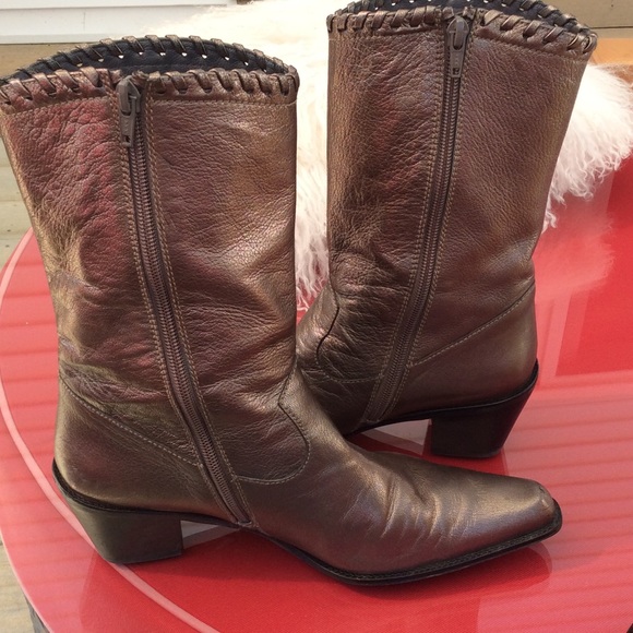 Stewart Weissman's bronze leather boots size 8 - Picture 2 of 8
