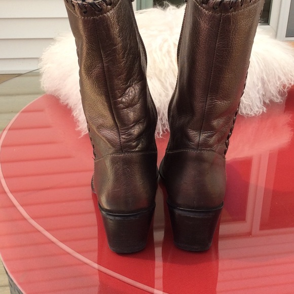 Stewart Weissman's bronze leather boots size 8 - Picture 3 of 8