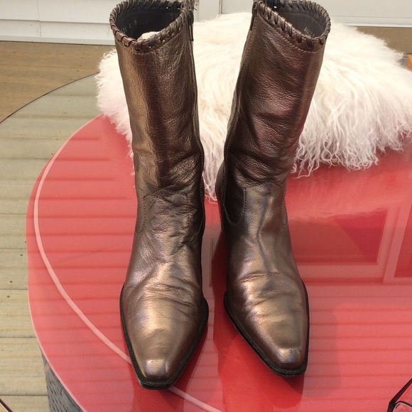 Stewart Weissman's bronze leather boots size 8 - Picture 5 of 8