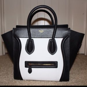 Black & white leather tote
