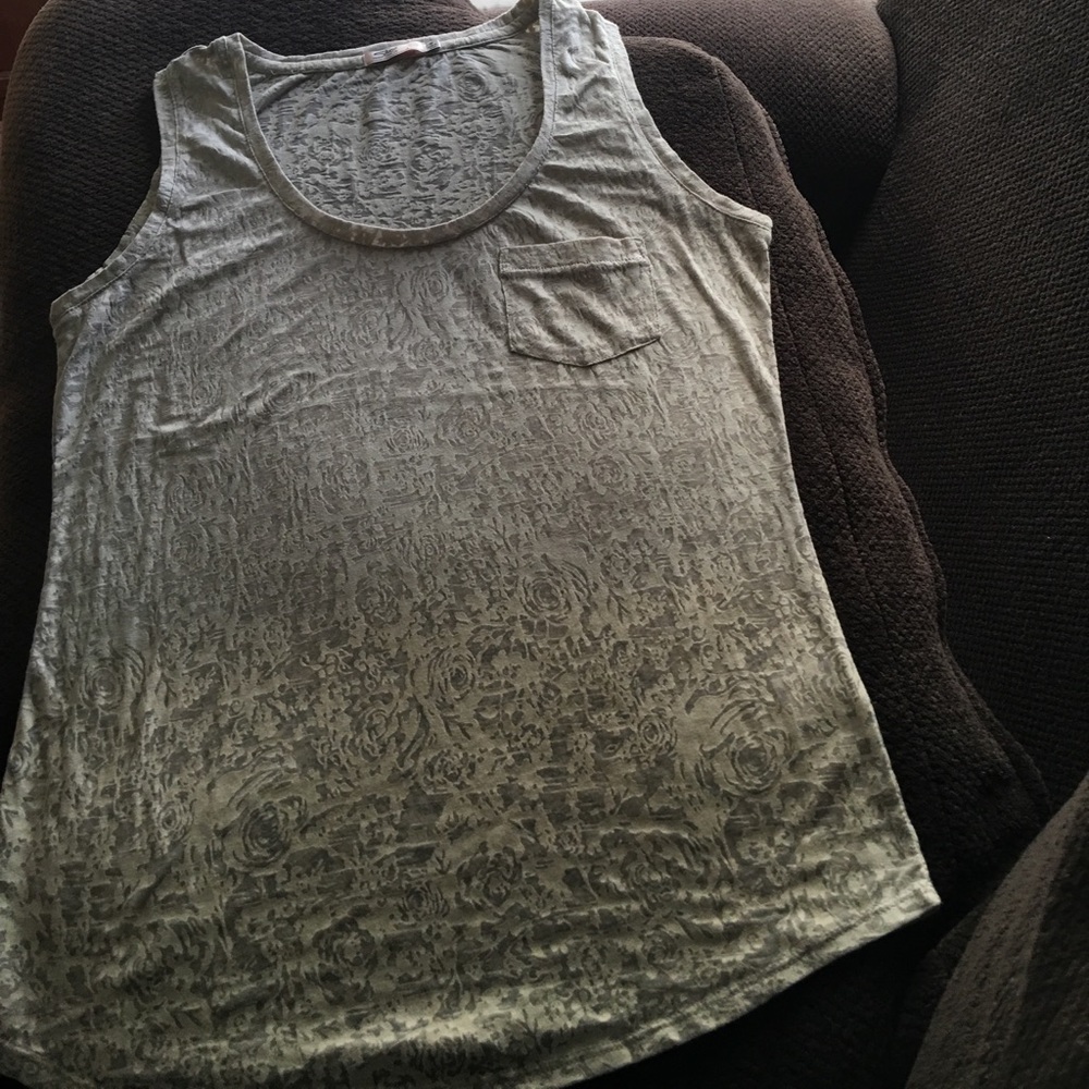 Light Green tank sheer rose pattern, size s