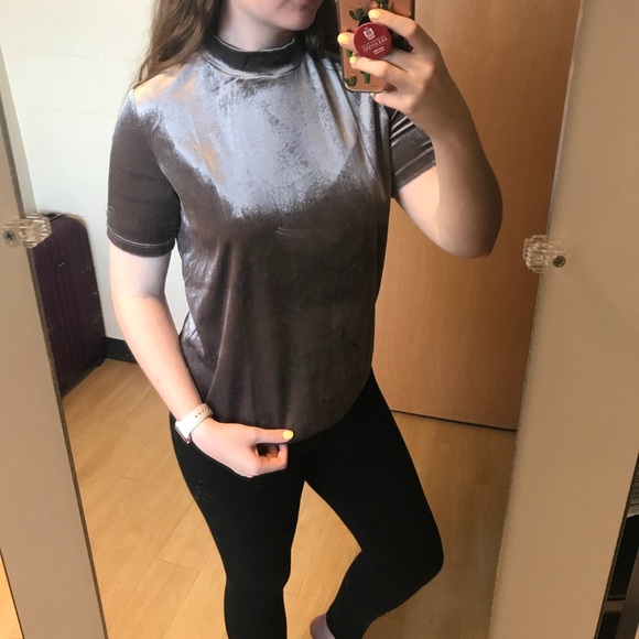 Zara Raw-hem Velvet Top (Mauve) - Picture 3 of 7