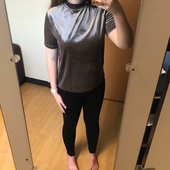 Zara Raw-hem Velvet Top (Mauve) - Picture 5 of 7