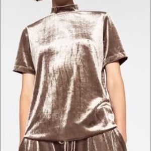 Zara Raw-hem Velvet Top (Mauve) Zara Raw-hem Velvet Top (Mauve)