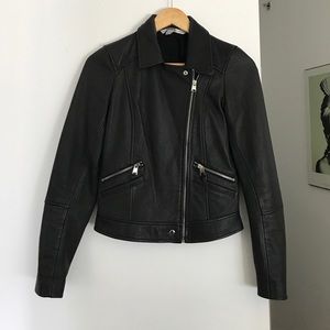 Zara Real Leather Moto Jacket