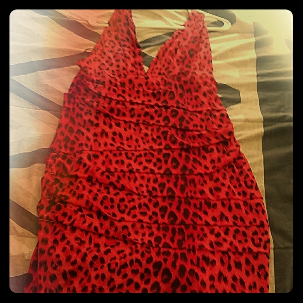 Cheetah print red dress