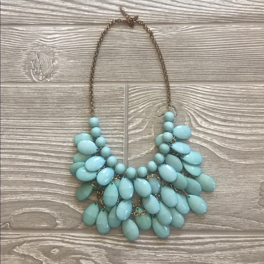 Turquoise blue chunky necklace.
