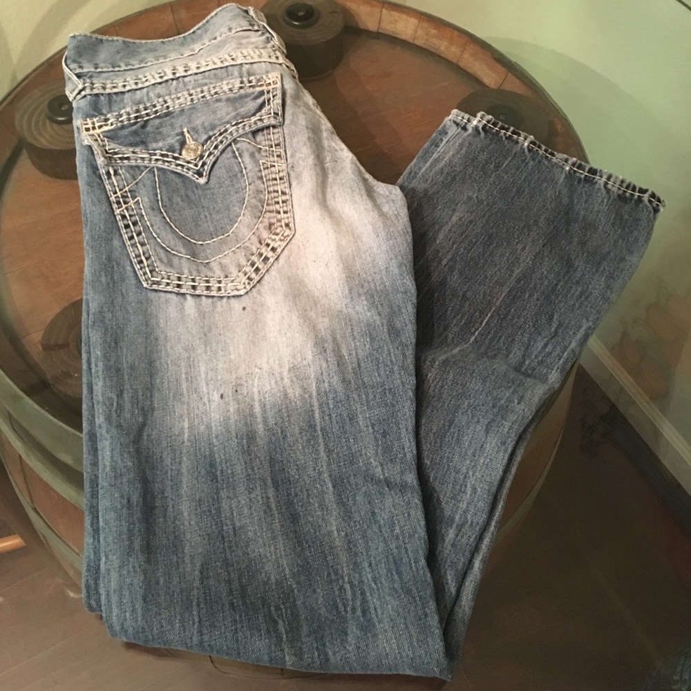 Men's true religion double stick distressed jeans