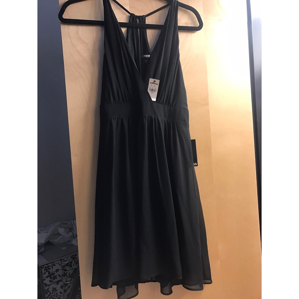 Express Black Dress with Sheer Overlay, NWT