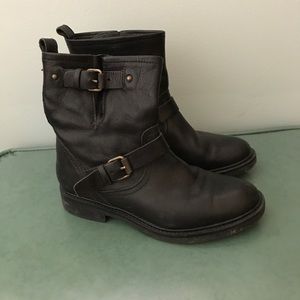 J. Crew Black Leather Biker Boots