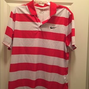 Nike Golf Dri-Fit Red and White Polo