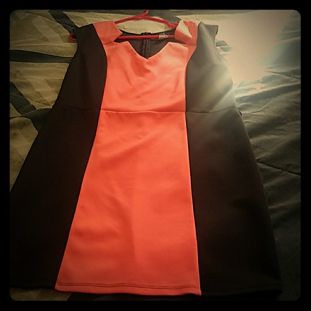 Night out peach and black dress.