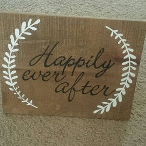 Happily Ever After rough wood sign
