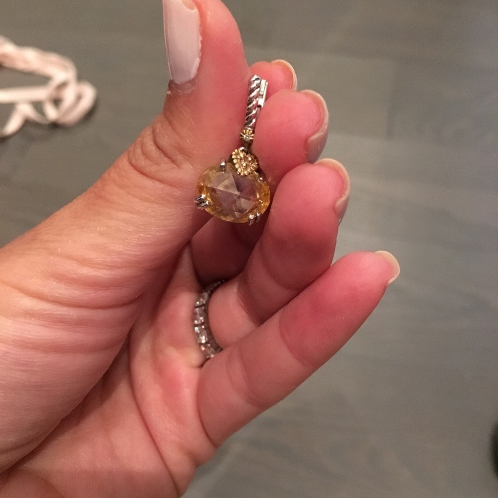 Judith ripka yellow stone silver earrings