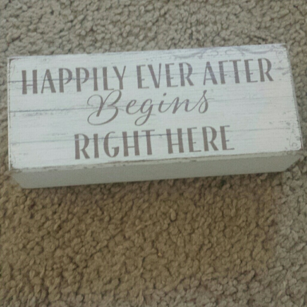 Happily Ever After Begins Right Here wooden sign