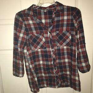 FOREVER 21 FLANNEL size small blue red and white