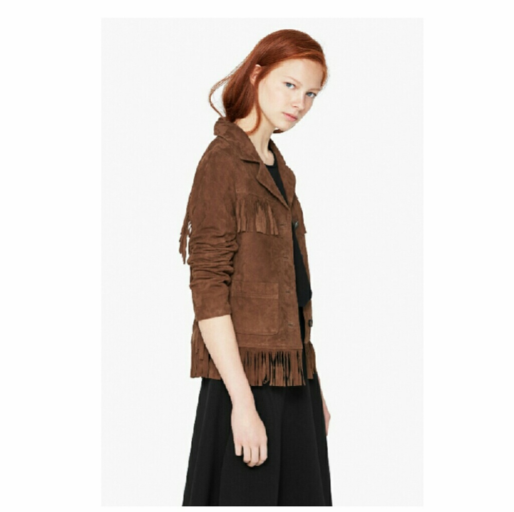 Mango Fringed Suede Jacket