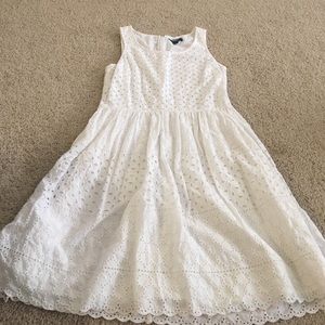 White eyelet fit and flare dress