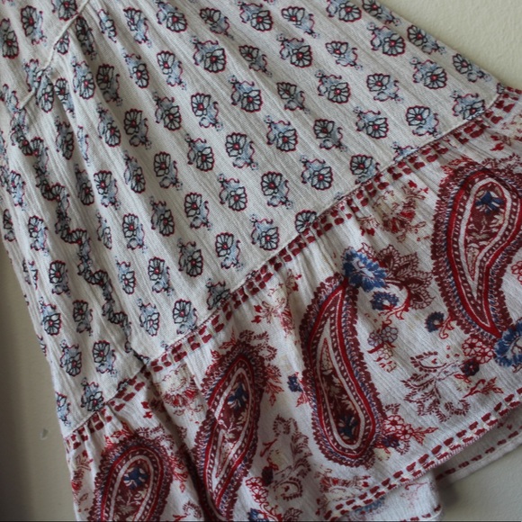 AEO Paisley Babydoll Tiered Blouse w/ Bell Sleeves - Picture 7 of 7