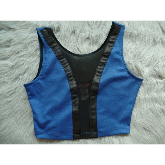 NWT Mesh Blue Crop Top - Picture 1 of 7