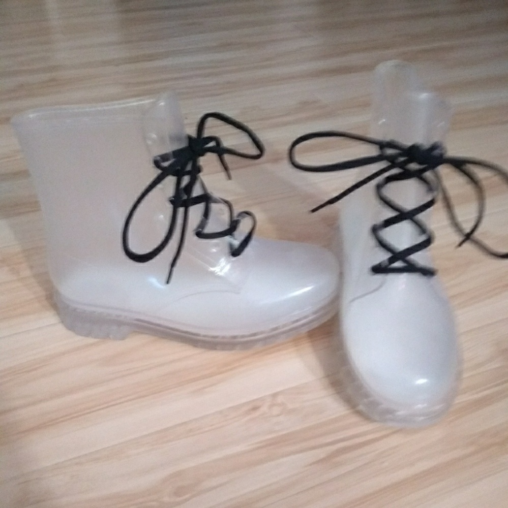 Clear chunky boots.