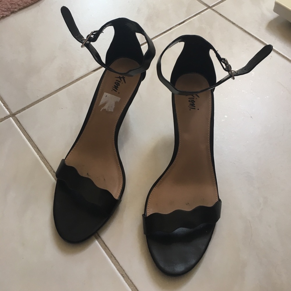 Black ankle strap heels, 2 1/2 "