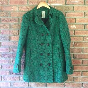 Anthropologie Elevenses Green Coat