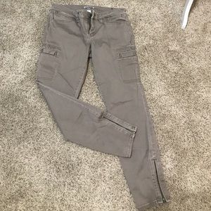 Stretch khaki skinny ankle zip pants