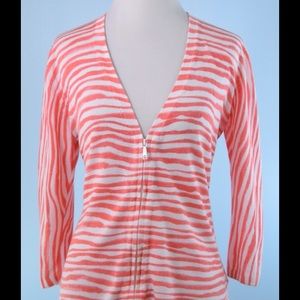LAFAYETTE 148 coral pink zip up cardigan SMALL