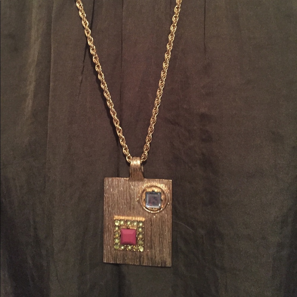 Braided gold tone necklace